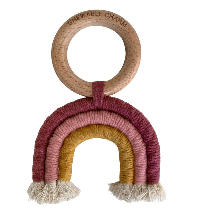 Rainbow Macrame Teether- Berry + Mustard.