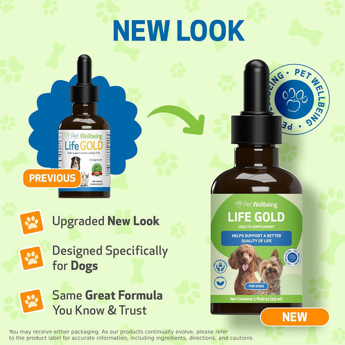 Raw Cat Pet Wellbeing Life Gold Health Support Supplement Dogs 2oz.