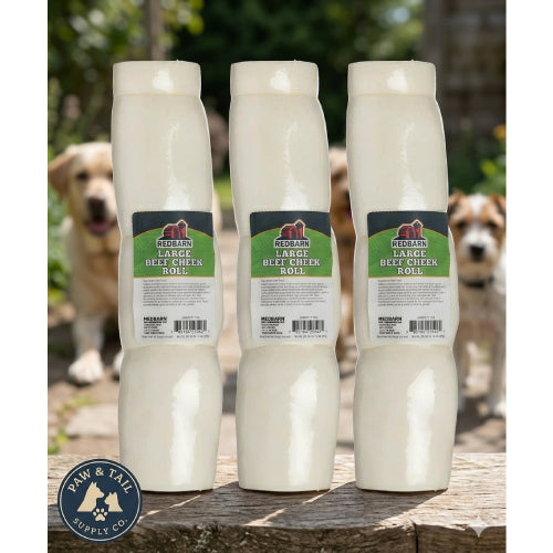 Redbarn All-Natural Large Beef Cheek Rolls for Dogs Grain-Free Chew Treat 3ct