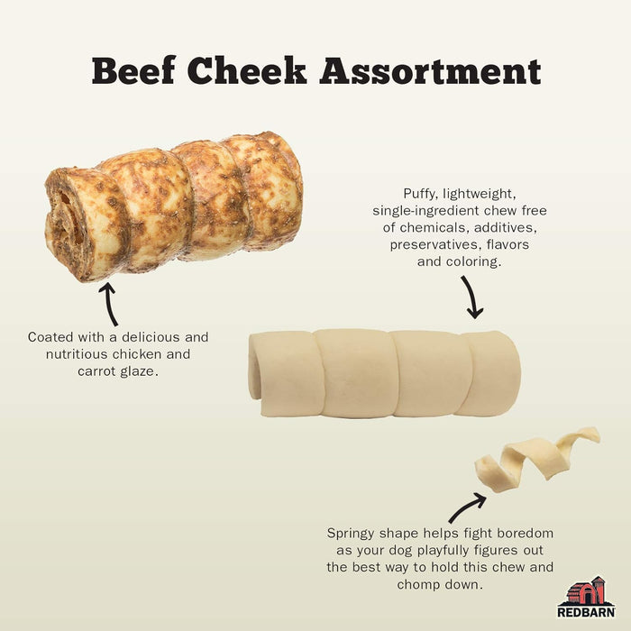Redbarn All-Natural Large Beef Cheek Rolls for Dogs Grain-Free Chew Treat 3ct