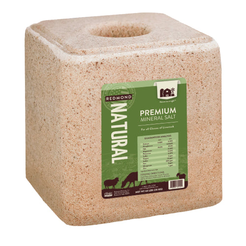 Redmond Natural Trace Mineral Salt Block Supplement for Livestock 44lb