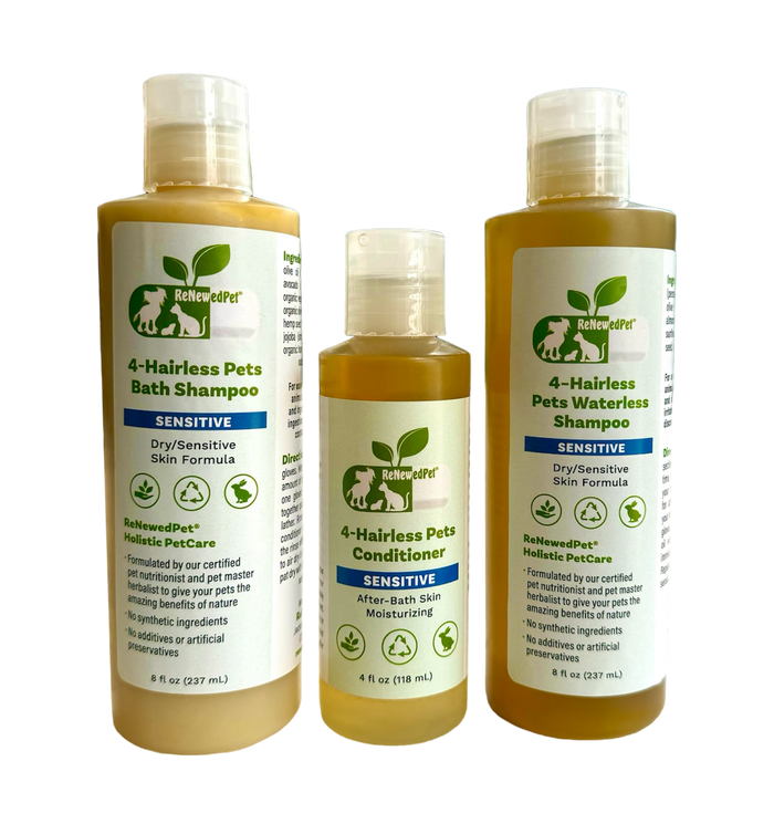 ReNewedPet 4 Nudie Pets Sensitive Skin Supplement & Grooming Combo