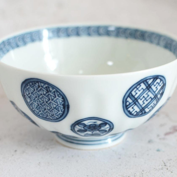 [RICE BOWL SET] 2 PIECES MARU-MON | MIKAWACHI WARE | HIRADOSHOUZAN
