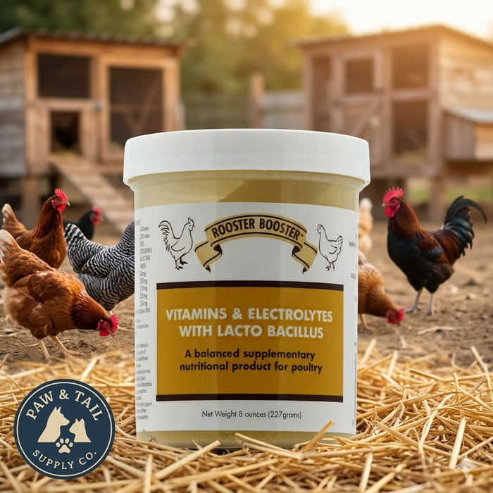 Rooster Booster Poultry Vitamins Electrolytes Lactobacillus Chicken Supplement 8 oz.
