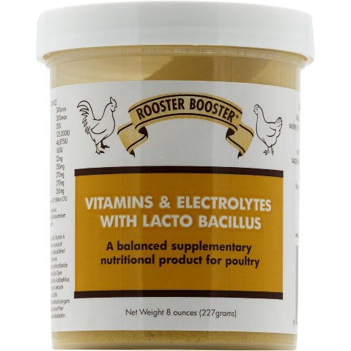 Rooster Booster Poultry Vitamins Electrolytes Lactobacillus Chicken Supplement 8 oz.