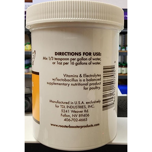 Rooster Booster Poultry Vitamins Electrolytes Lactobacillus Chicken Supplement 8 oz.