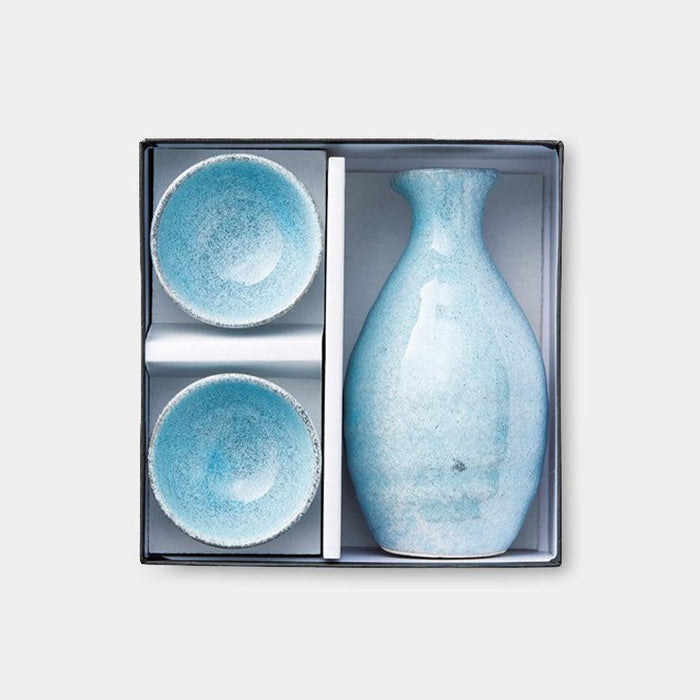 [SAKE BOTTLE & CUP SET] WHITE SANDY BEACH (3 PIECES) | MINO WARES | MARUMO TAKAGI