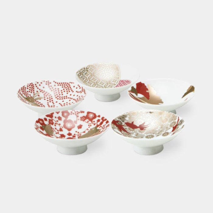 [SAKE CUP] RED GOLD SET OF 5 | MINO WARES | MARUMO TAKAGI