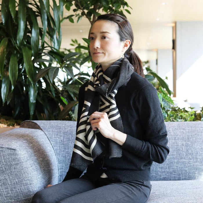 [SCARF] IREKOBISHI(BLACK & WHITE) | KYO YUZEN DYEING | NOGIGUCHI KIHEI