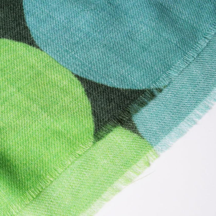 [SCARF]  LARGE POLKA DOTS (BLACK-GREEN-BLUE) | KYO YUZEN DYEING | NOGIGUCHI KIHEI