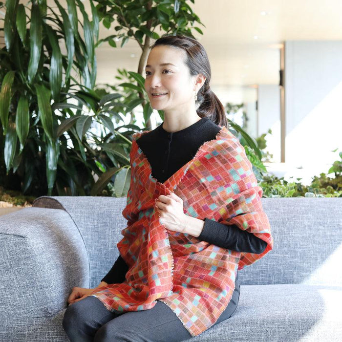 [SCARF]  SQUARE (RED) | KYO YUZEN DYEING | NOGIGUCHI KIHEI
