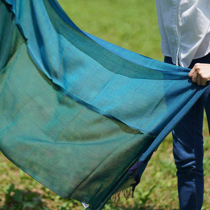 [SCARF] STALL KASANE PEACOCK COLOR (PEACOCK ÁECHROME GREEN) | GUNNAI TEXTILES| FUJI SAKURA