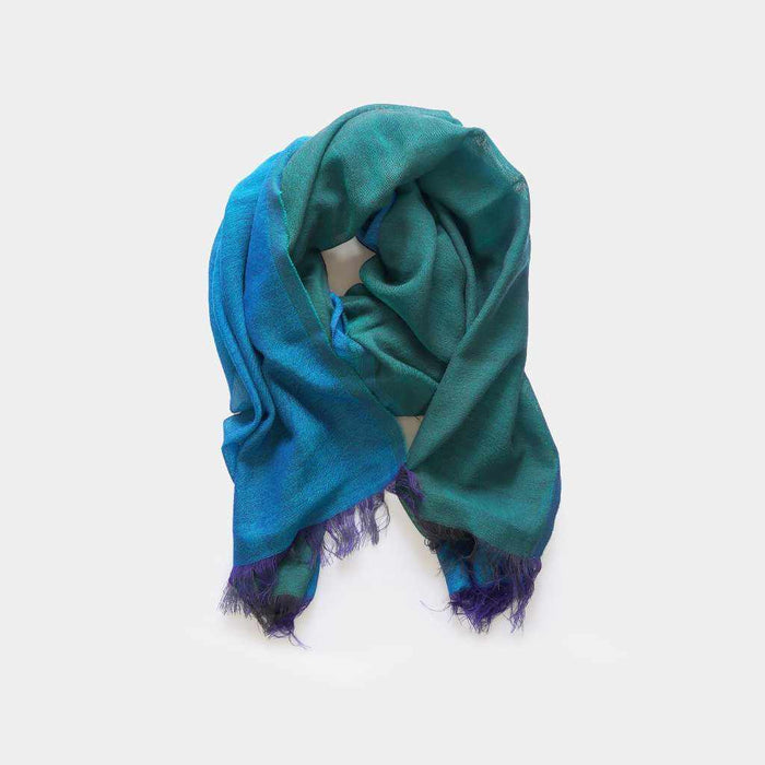 [SCARF] STALL KASANE PEACOCK COLOR (PEACOCK ÁECHROME GREEN) | GUNNAI TEXTILES| FUJI SAKURA