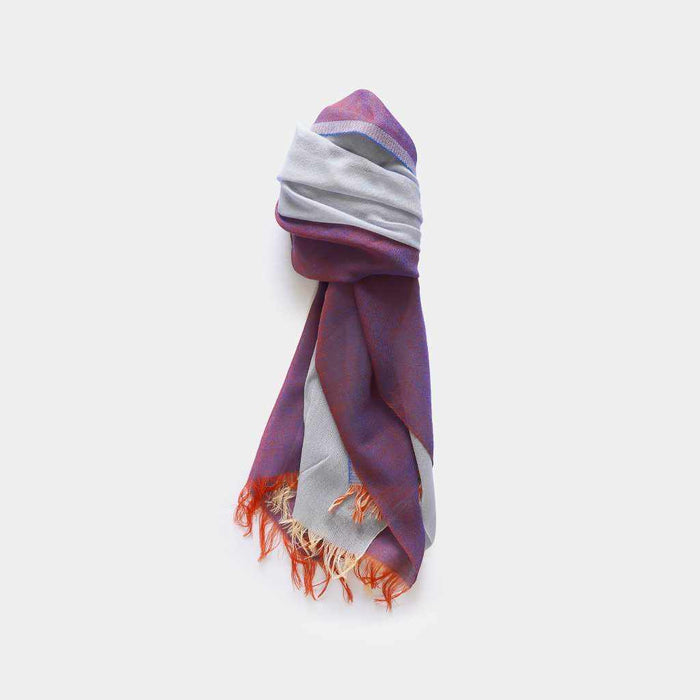 [SCARF] STALL KASANE WHITE AZALEA (SILVER ÁEPURPLE) | GUNNAI TEXTILES| FUJI SAKURA