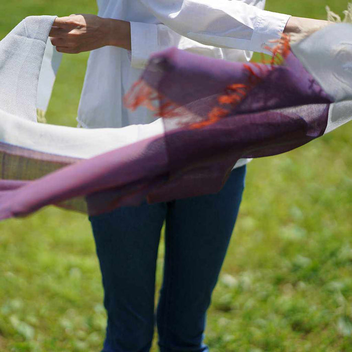 [SCARF] STALL KASANE WHITE AZALEA (SILVER ÁEPURPLE) | GUNNAI TEXTILES| FUJI SAKURA