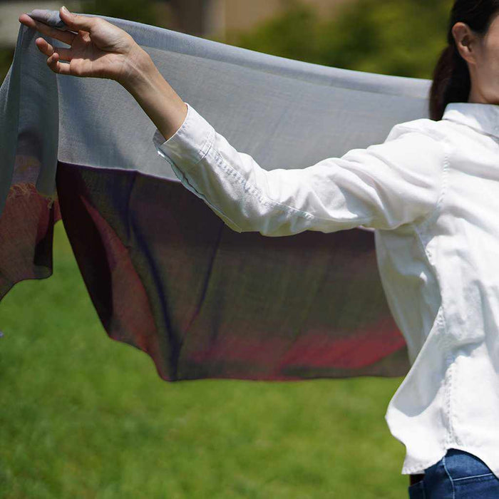 [SCARF] STALL KASANE WHITE AZALEA (SILVER ÁEPURPLE) | GUNNAI TEXTILES| FUJI SAKURA
