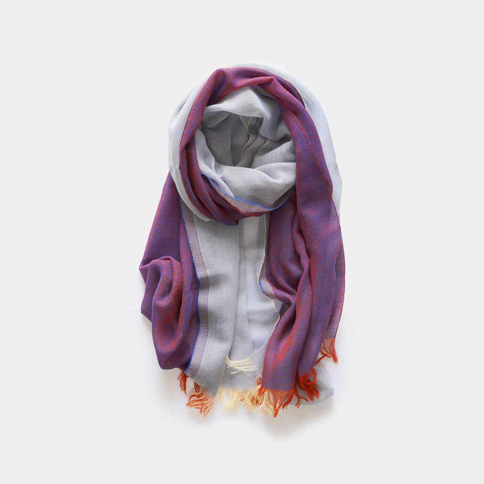 [SCARF] STALL KASANE WHITE AZALEA (SILVER ÁEPURPLE) | GUNNAI TEXTILES| FUJI SAKURA