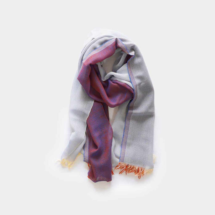 [SCARF] STALL KASANE WHITE AZALEA (SILVER ÁEPURPLE) | GUNNAI TEXTILES| FUJI SAKURA