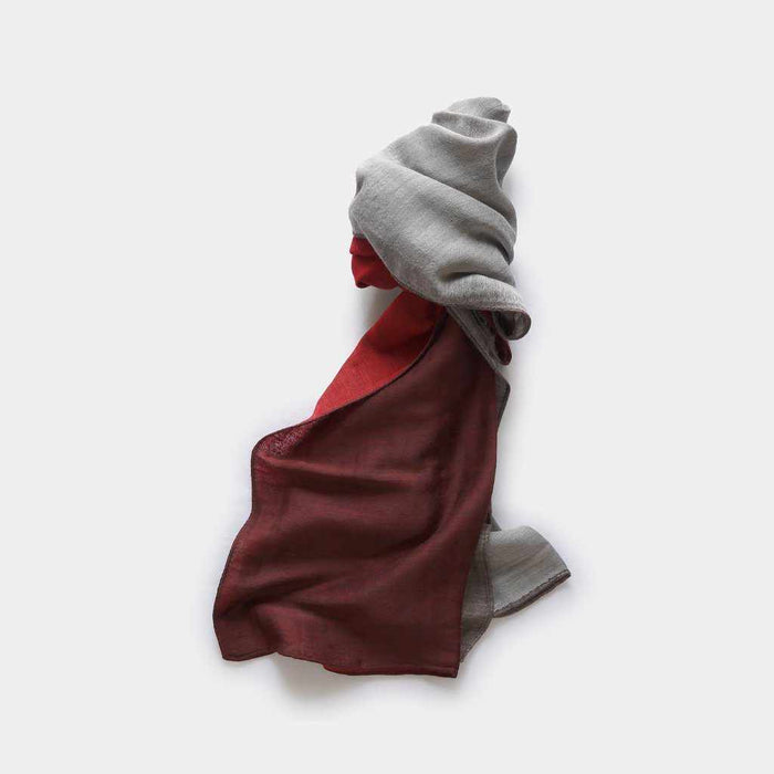 [SCARF] STALL YASURAGI ERIMAKI (RED ÁESAND BEIGE ÁEWINE ÁEBROWN) | GUNNAI TEXTILES| FUJI SAKURA