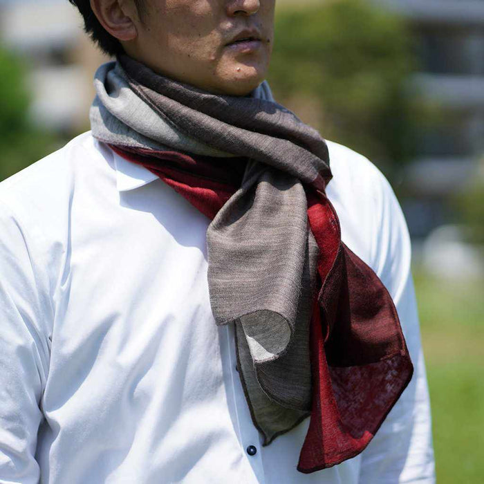 [SCARF] STALL YASURAGI ERIMAKI (RED ÁESAND BEIGE ÁEWINE ÁEBROWN) | GUNNAI TEXTILES| FUJI SAKURA