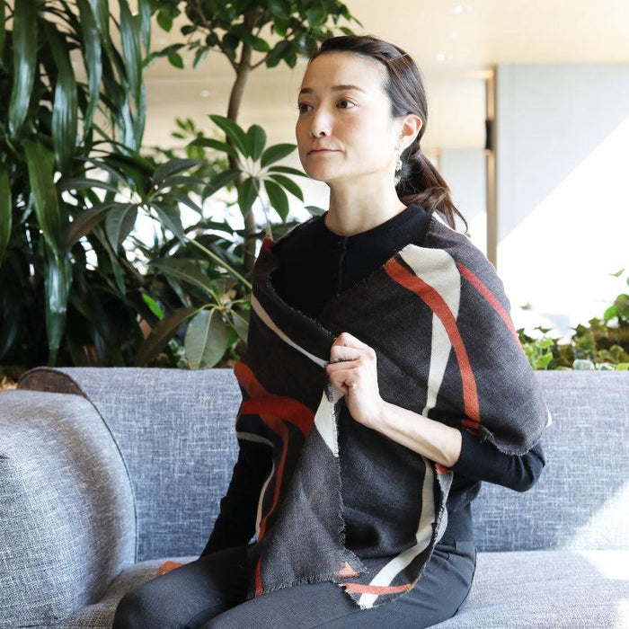 [SCARF] STREAMLINE (CHARCOAL) S | KYO YUZEN DYEING | NOGIGUCHI KIHEI