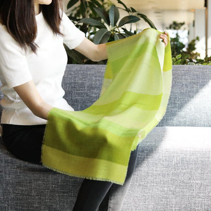 [SCARF] STRIPE (MATCHA SHADING) S | KYO YUZEN DYEING | NOGIGUCHI KIHEI