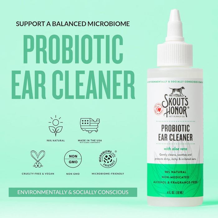 Skout’s Honor Probiotic Dog Ear Cleaner Aloe Vera Alcohol-Free Ear Wash 4 oz.