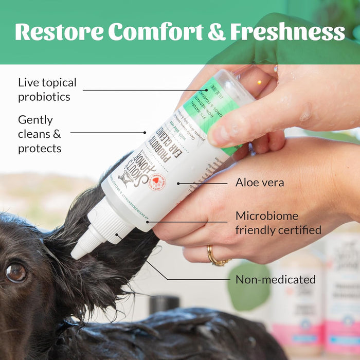 Skout’s Honor Probiotic Dog Ear Cleaner Aloe Vera Alcohol-Free Ear Wash 4 oz.