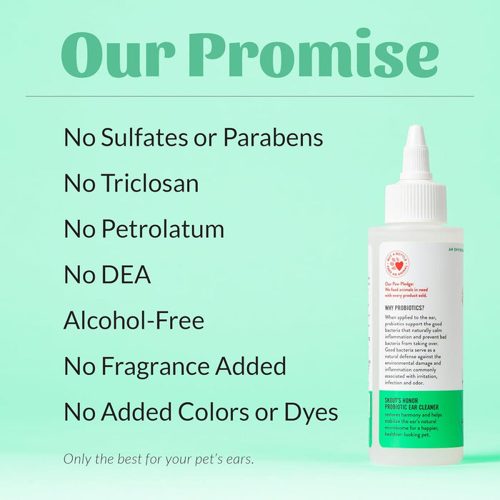 Skout’s Honor Probiotic Dog Ear Cleaner Aloe Vera Alcohol-Free Ear Wash 4 oz.
