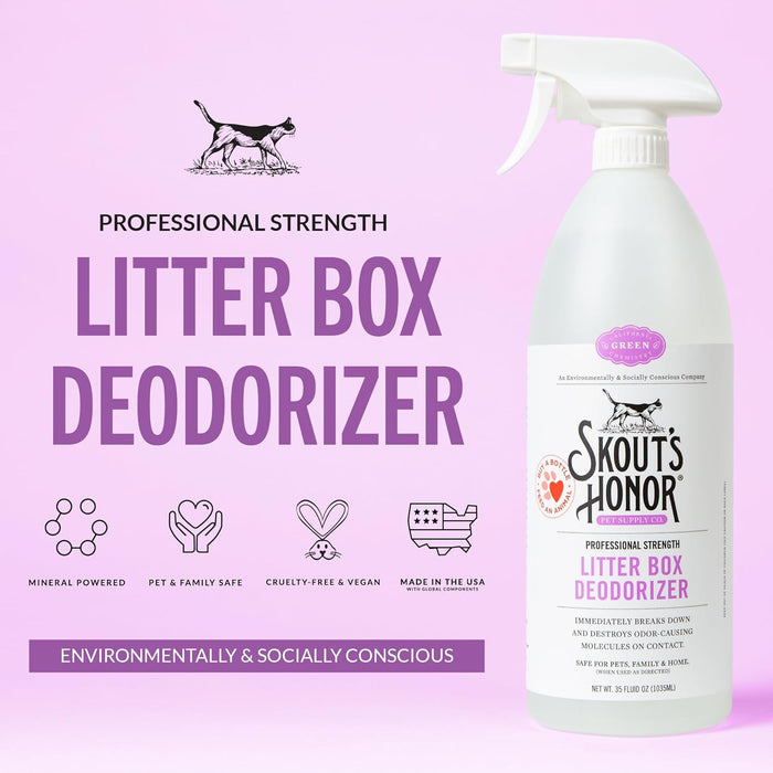 Skout's Honor Professional Cat Litter Deodorizer Spray Cruelty-Free 35 oz.