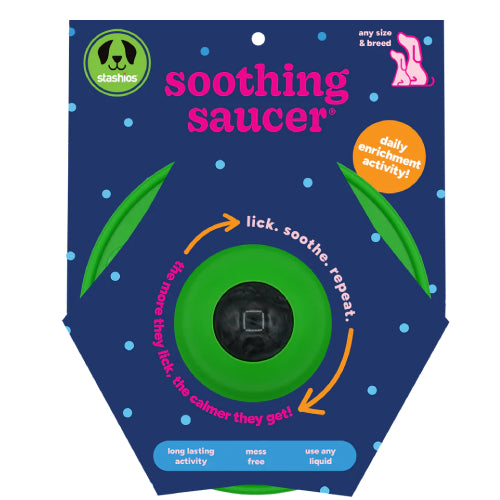 Soothing Saucer Dog Anxiety Relief Toy Licking Dispenser Stress Calming Patented 2-Pack