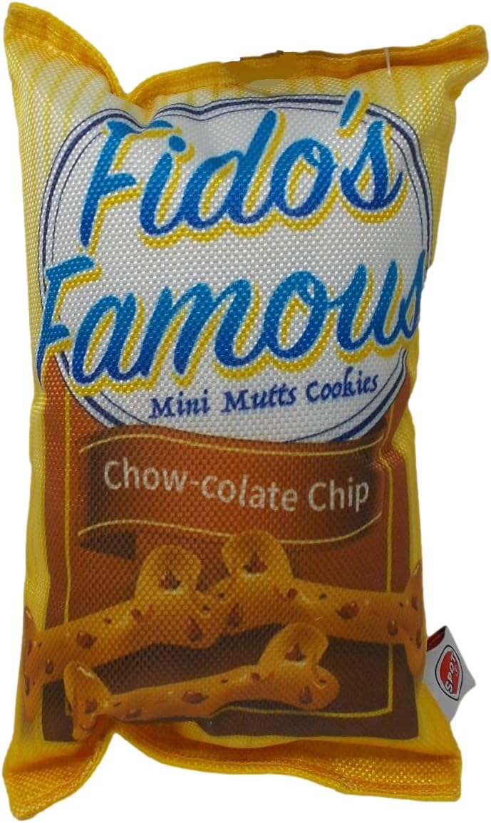 SPOT Fun Food Fido's Famous Cookies Crinkle Squeaker Ballistic Dog Toy 2-Pack