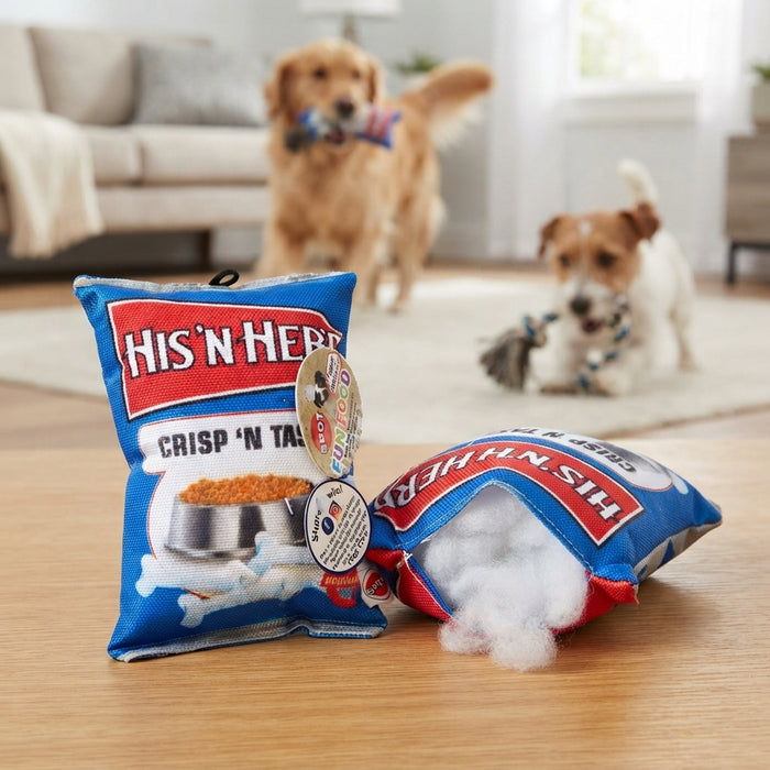 SPOT Fun Food His N Hers Chips Plush Squeaky 8" Dog Toy 2-Pack