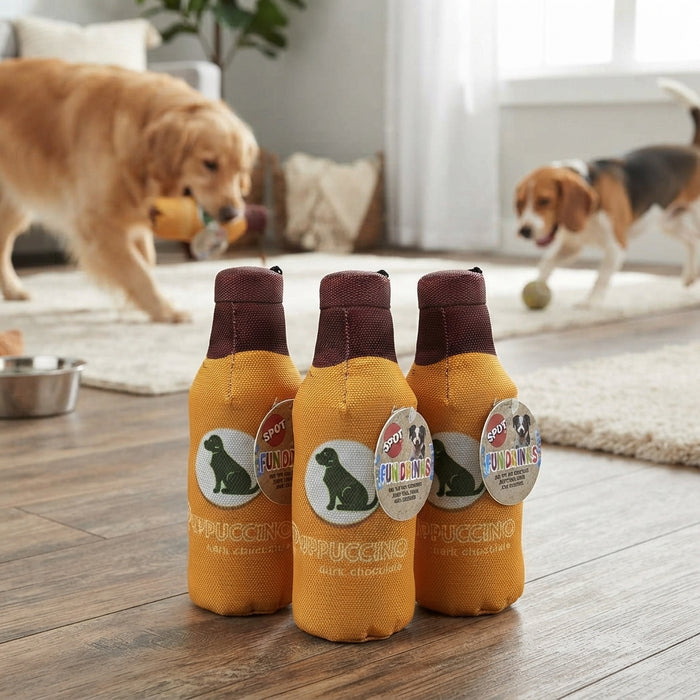 SPOT Fun Food Puppucino Drink Plush With Squeaker & Crinkle Dog Toy 3-Pack