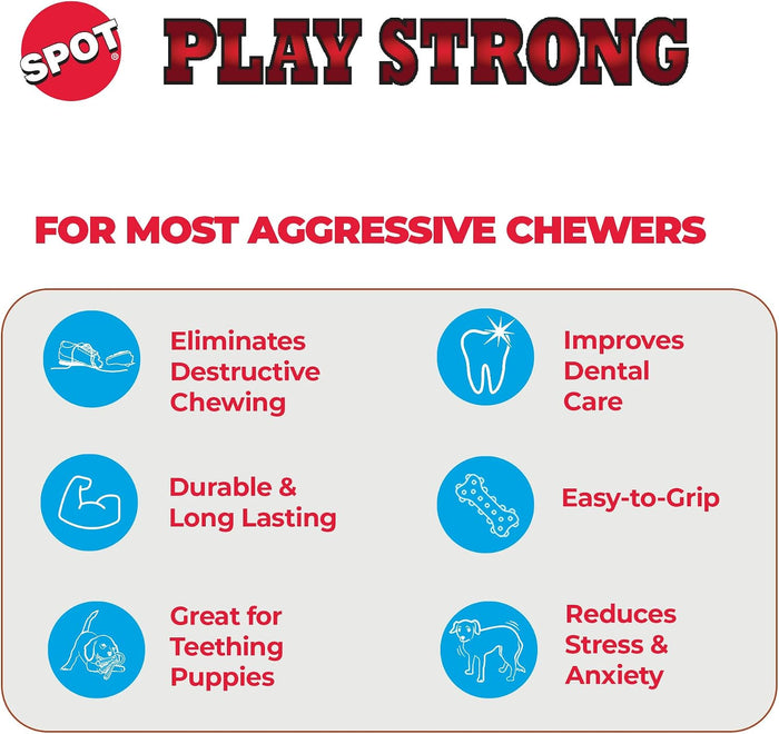 SPOT Play Strong TPR Bone Dog Chew Toy 6.5" Treat Holder