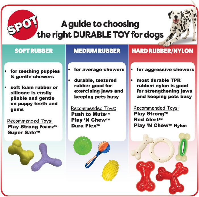 SPOT Play Strong TPR Bone Dog Chew Toy 6.5" Treat Holder