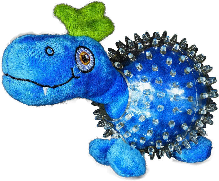 Spunky Pup Lil Dinosaur Spikey Ball Dog Toy Squeaky Plush for Small Dogs