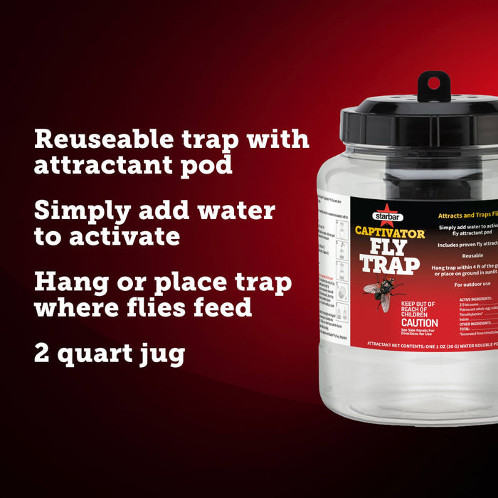 Starbar Captivator Fly Trap Reusable Insecticide-Free Fly Attractor 3-Pack
