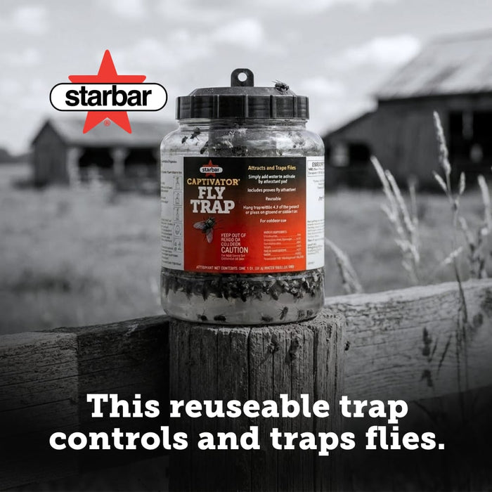 Starbar Captivator Fly Trap Reusable Insecticide-Free Fly Attractor 3-Pack