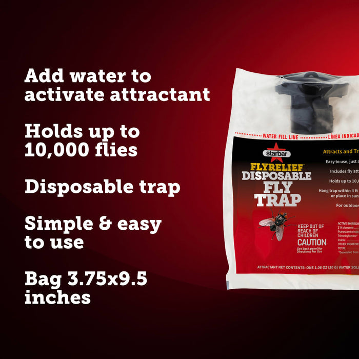 Starbar FlyRelief Disposable Fly Trap Outdoor Fly Control Trap 3-Pack