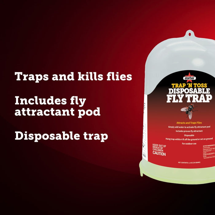 Starbar Trap N Toss Disposable Fly Trap Outdoor Fly Catcher Holds 10,000+ Flies
