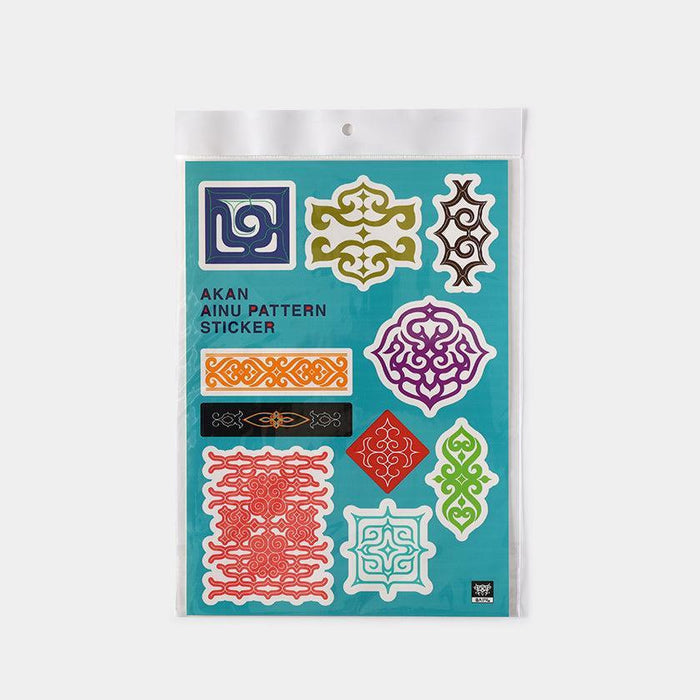 Ainu pattern sticker sheet with traditional motifs in multiple colors | Akan, Hokkaido