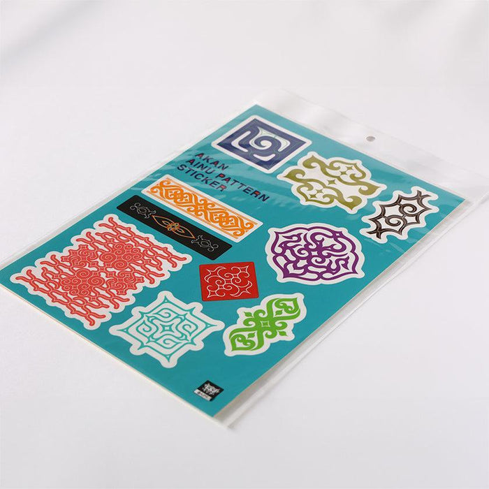 Ainu pattern sticker sheet with traditional Akan designs in multicolor | Hokkaido, CIKARPE AKAN