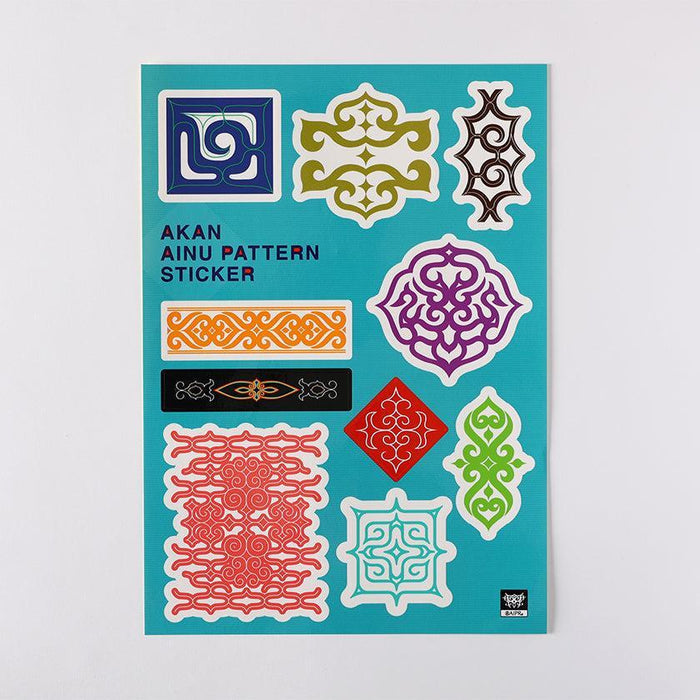 Ainu pattern sticker sheet with traditional scroll designs in multiple colors | Akan, Hokkaido