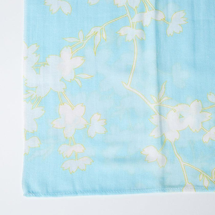 [STOLE] COTTON CHERRY BRANCH (LIGHT BLUE) | KYO YUZEN DYEING | NOGIGUCHI KIHEI
