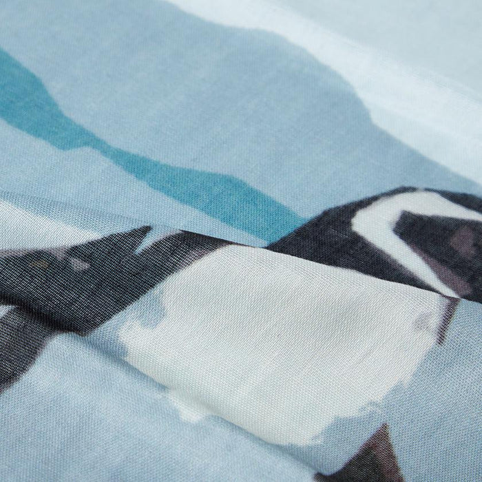 [STOLE] COTTON PENGUIN (MAGELLAN GRAY) | KYO YUZEN DYEING | NOGIGUCHI KIHEI