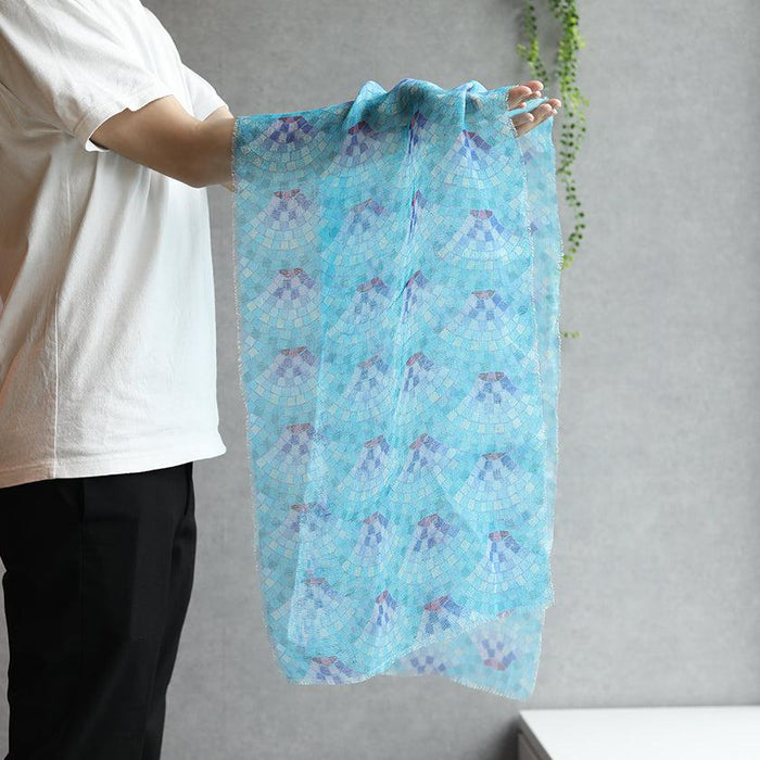 [STOLE] LINEN 160 X 35 BLUE SEA BRICK (INDIGO) | KYO YUZEN DYEING | NOGIGUCHI KIHEI