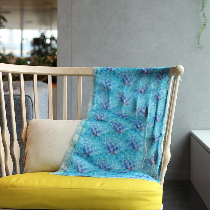 [STOLE] LINEN 160 X 35 BLUE SEA BRICK (INDIGO) | KYO YUZEN DYEING | NOGIGUCHI KIHEI