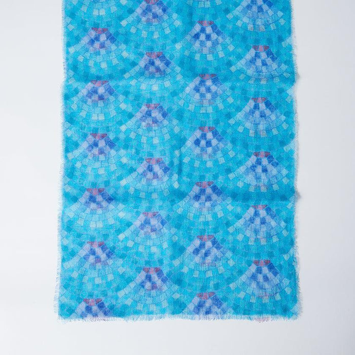 [STOLE] LINEN 160 X 35 BLUE SEA BRICK (INDIGO) | KYO YUZEN DYEING | NOGIGUCHI KIHEI