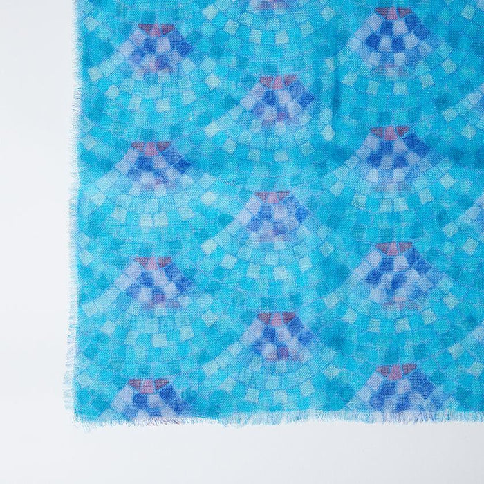 [STOLE] LINEN 160 X 35 BLUE SEA BRICK (INDIGO) | KYO YUZEN DYEING | NOGIGUCHI KIHEI